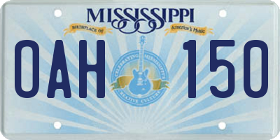 MS license plate OAH150