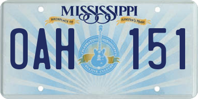 MS license plate OAH151