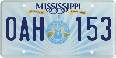 MS license plate OAH153