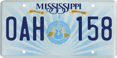 MS license plate OAH158