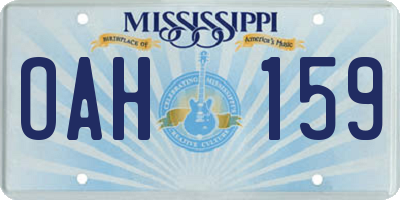 MS license plate OAH159