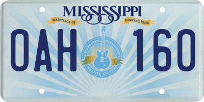 MS license plate OAH160