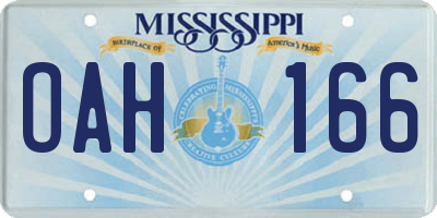 MS license plate OAH166