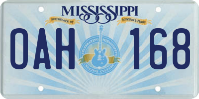 MS license plate OAH168