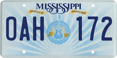 MS license plate OAH172