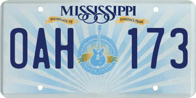 MS license plate OAH173