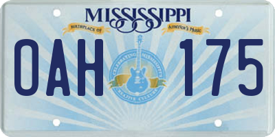 MS license plate OAH175