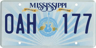 MS license plate OAH177