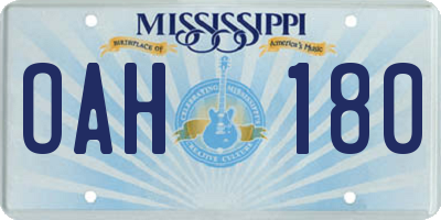 MS license plate OAH180