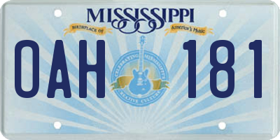 MS license plate OAH181