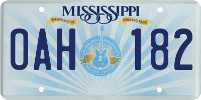 MS license plate OAH182