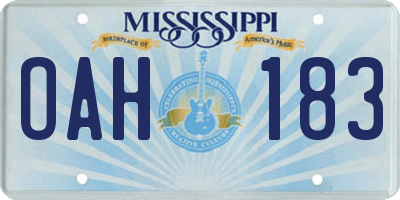 MS license plate OAH183