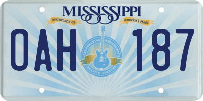 MS license plate OAH187