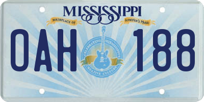 MS license plate OAH188