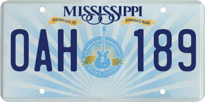 MS license plate OAH189