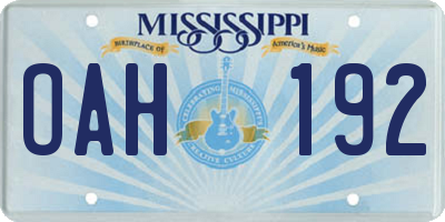 MS license plate OAH192