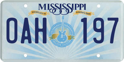 MS license plate OAH197
