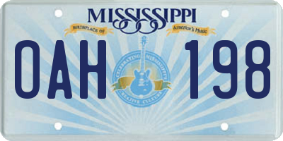 MS license plate OAH198