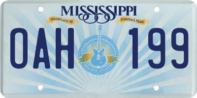 MS license plate OAH199