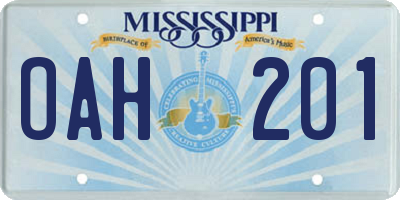 MS license plate OAH201