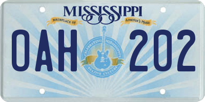 MS license plate OAH202