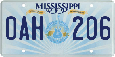 MS license plate OAH206