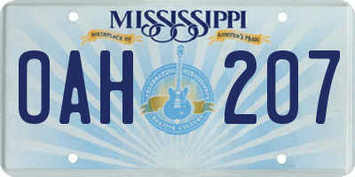 MS license plate OAH207
