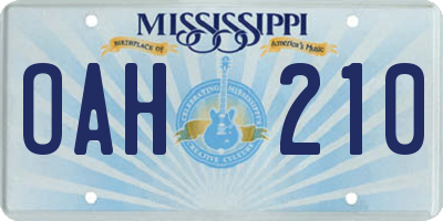 MS license plate OAH210