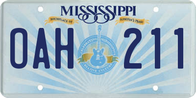 MS license plate OAH211