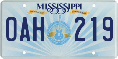 MS license plate OAH219