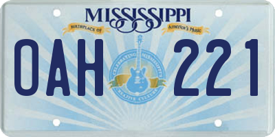MS license plate OAH221