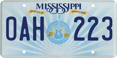 MS license plate OAH223