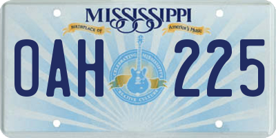 MS license plate OAH225