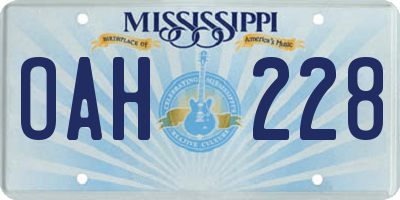 MS license plate OAH228