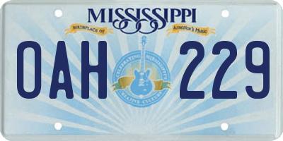 MS license plate OAH229