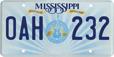 MS license plate OAH232