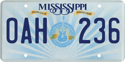 MS license plate OAH236