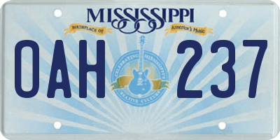 MS license plate OAH237