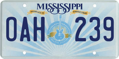 MS license plate OAH239