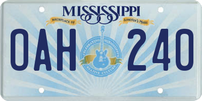MS license plate OAH240