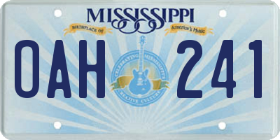 MS license plate OAH241