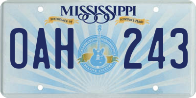MS license plate OAH243