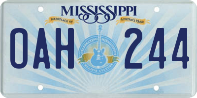 MS license plate OAH244