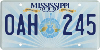 MS license plate OAH245