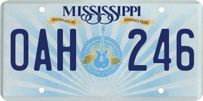 MS license plate OAH246