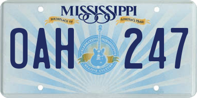 MS license plate OAH247
