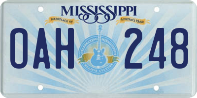 MS license plate OAH248