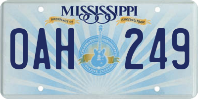 MS license plate OAH249