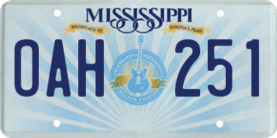 MS license plate OAH251