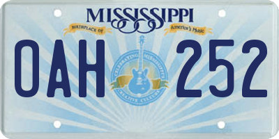 MS license plate OAH252